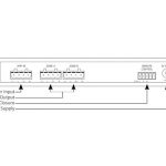 Audioflow 2-way smart speaker switch - diagram of back of unit showing connections