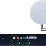 Beale Street 1000W 2 Channel Amplifier (BAV2500) shown from the back as a diagram showing how to connect into audio speakers.