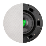 Beale Street Audio In-ceiling subwoofer ICS6-MB - front view showing one half covered by a grill and the other half open.