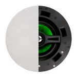 Beale Street Audio in-ceiling angled speaker ICA6MB - shown with half with a grill and half open.