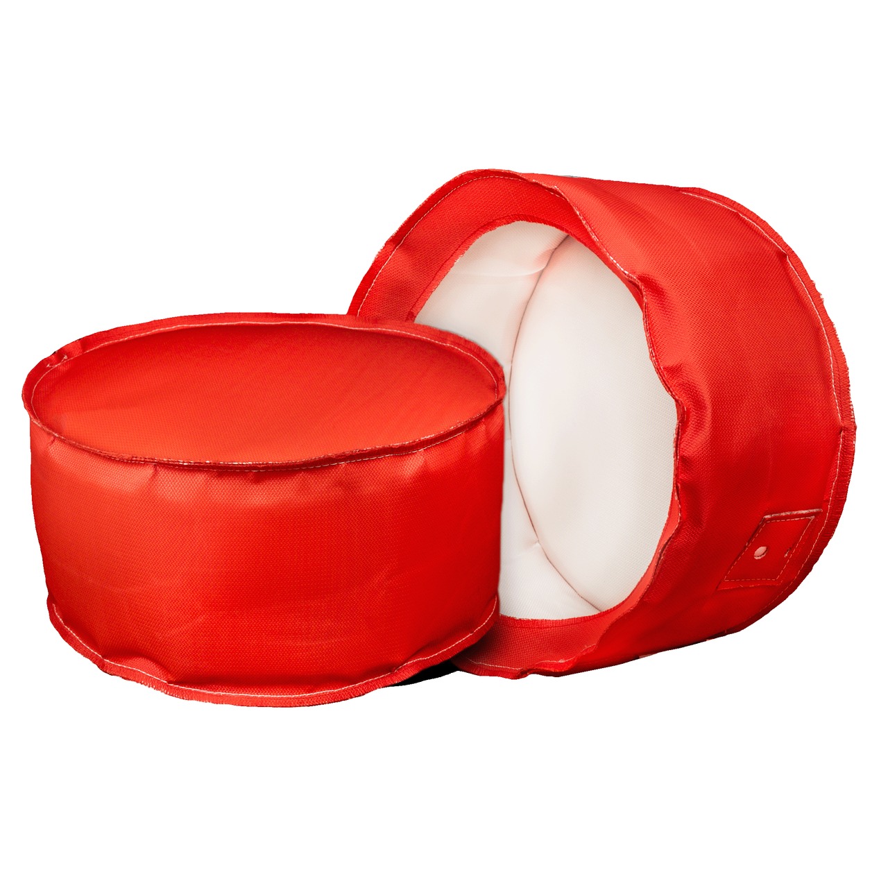 FireTopper Pro II - Acoustic Speaker FireHood - two firehoods side by side, one showing the top of the hood if fitted and second on its side showing a view into the firehood where the speaker would sit in an installation.