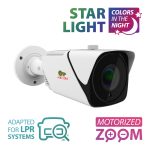 Partizan 5Mp autofocus IP camera IPO-VF5MP AF Starlight v2.0 -showing unit and text 'Star Light colors in the night, Motorized Zoom and Adapted for LPR systems'