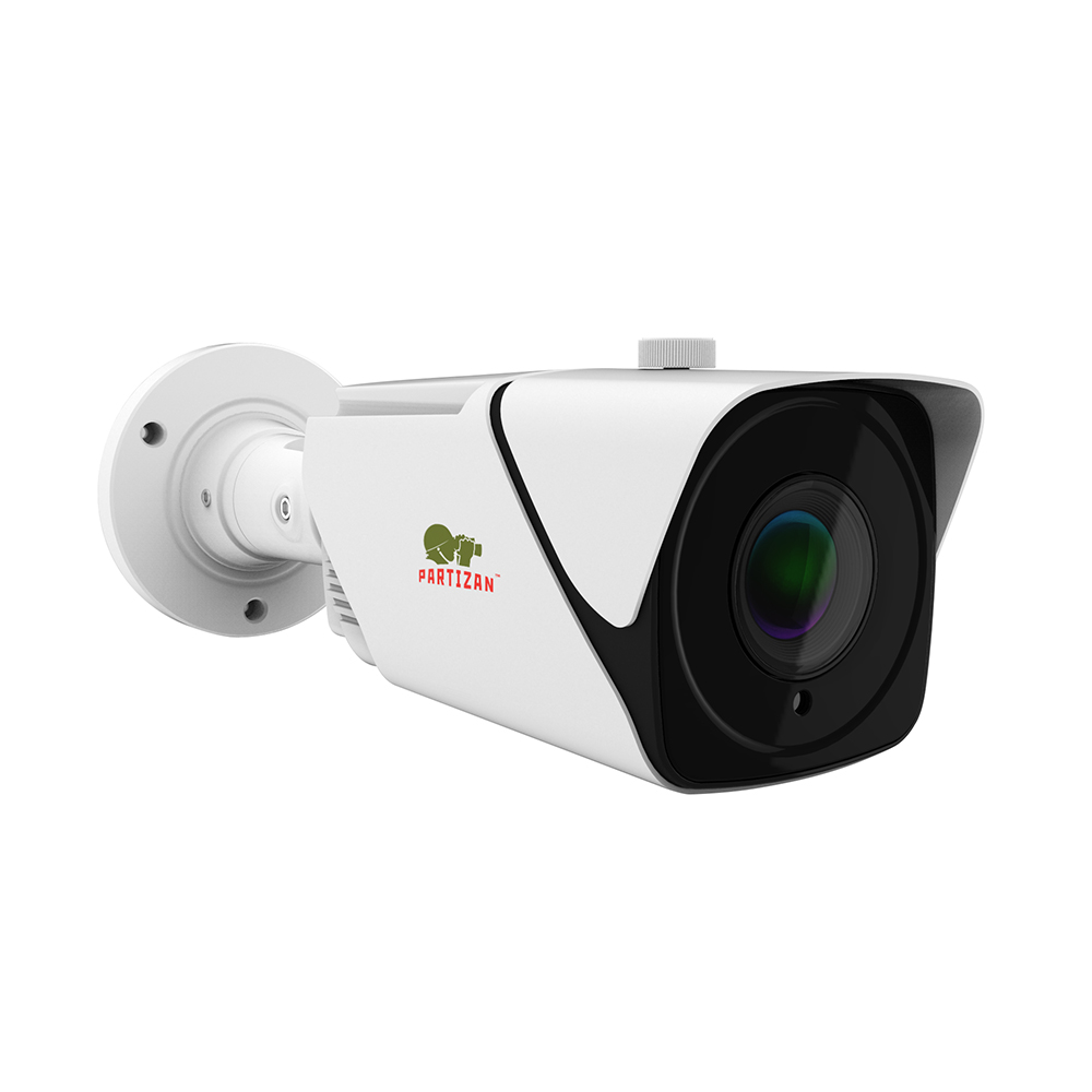 Partizan 2.0MP IP Varifocal Camera (IPO-VF2RP ANPR AF Starlight SH) -showing unit from the side at an angle.