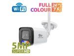 Partizan 5Mp fix focus IP camera IPO-5SP WiFi FADA - showing unit viewed from the side with a WiFi logo and text 'Full Colour 24/7 and 5 MP Super HD'
