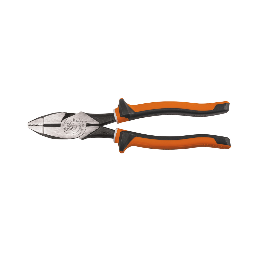 KLEIN TOOLS Insulated Pliers, Slim Handle Side Cutters - side view showing handles and cutter. with tool mouth closed.