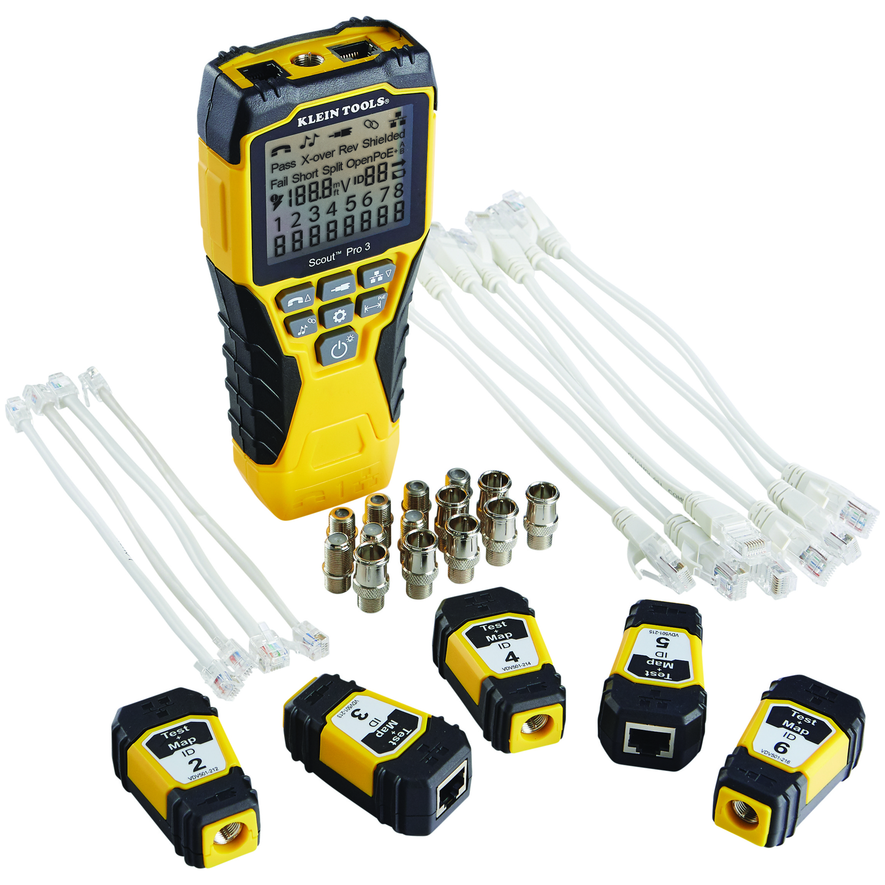 Scout ® Pro 3 Tester with Test + Map™ Remote Kit - showing all parts of the kit out with the case