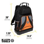 Klein Tools Tradesman Pro™ Tool Bag Backpack, 39 Pockets showing dimensions of bag 50.8cm (h) x 36/8cm (w) x 18.4cm (d)