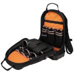 Klein Tools Tradesman Pro™ Tool Bag Backpack, 39 Pockets showing the full bag opened with pockets inside.