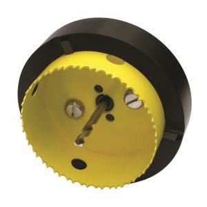 Super Rod Cavity Master shown from the front at an angle showing cutting edge and drill bit end.