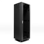 All-Rack 47U Floor Standing Server/Data Cabinet 800mm Wide X 800mm Deep shown from the side at an angle.