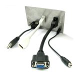 Projector Faceplate - back view showing cables plugged into the faceplate