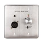 Wall Plate Mixing Microphone and Analog Audio Extender (PA-WPMIX) showing the front of the wall plate showing the wall plate controls.
