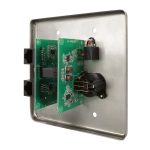 Wall Plate Mixing Microphone and Analog Audio Extender (PA-WPMIX) showing the back of the wall plate with circuit boards.