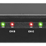 Wharfedale Pro DP-4035i Amplifier - front view of the unit with light on the unit on.