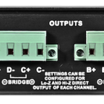 Wharfedale Pro DP-4035i Amplifier - back view of the unit showing connections.