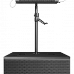 Wharfedale Pro WLA Series - two speakers (a WLA 121SUB on the bottom and a WLA-115 speaker on the top) on an Sp-4 pole allowing for them to be configured on the ground.