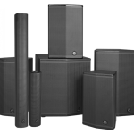 Wharfedale Pro Sigma X easy install speakers - Sigma X range of 7 speakers in black shown from the front from an angle.