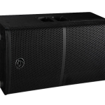 Wharfedale Pro WLA-12MX shown from the front side angle.