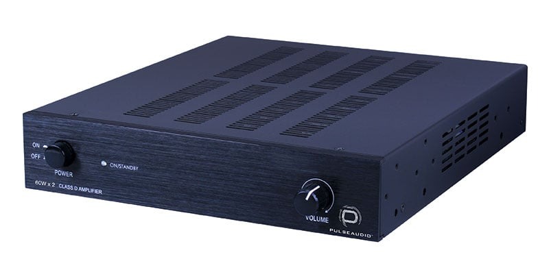 Pulse Audio 2 Channel Class D Amplifiers PA2X60 shown from the front at an angle