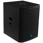 Wharfedale Pro T-Sub-AX15B Subwoofer - unit shown from the front and side at an angle.