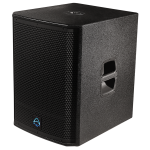 Wharfedale Pro T-Sub-AX15B Subwoofer - unit shown from the front and side at an angle.