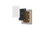 Garvan Luna In-Wall Speaker KR213 Speaker showing three parts of speaker cover, speaker and plasterboard and wall backbox