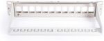 10" Patch Panel in grey. Shown from the back