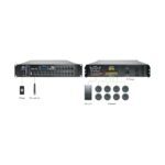 Vanco 120/240W 6-Channel Commercial Amplifier PA6X - diagram of front and back of the unit showing inputs and outputs