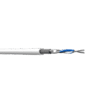 Webro Belden Equivalent 9841 1pair 24awg Overall Foil & Braid Screened Cable shown from the side with wires and shielding exposed in white