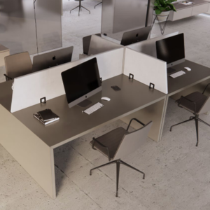 Garvan Surface desktop partitions around an office desk. Showing partition panels and brackets.