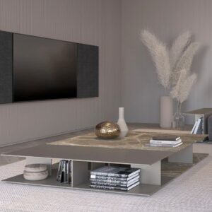 Garvan Atelier Acoustic Panels on a wall on either side of a TV in a living room.