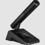 Wharfedale Pro CS-200 Wireless Conference System - showing a chair wireless mic unit from the front / side at an angle.
