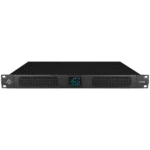 Wharfedale Pro DP-8015i Amplifier showing unit from the front at a slight angle downwards.