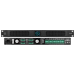 Wharfedale Pro DP-8015i Amplifier showing a view of the front of the unit and a view of the back of the unit.