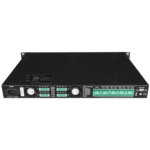 Wharfedale Pro DP-8015i Amplifier showing unit from the back at a slight angle downwards.