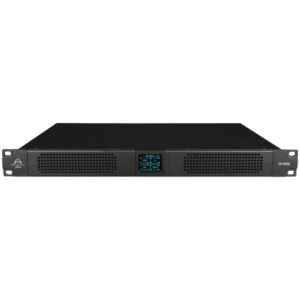 Wharfedale Pro DP-8015i Amplifier showing unit from the front at a slight angle downwards.