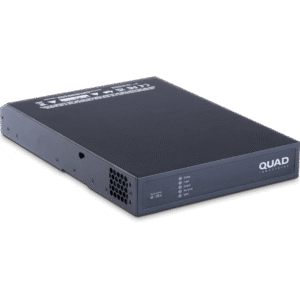 Wharfedale Pro QI 125.4 4-Channel Fixed installation Amplifier shown from the front at an angle