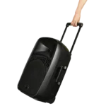 Wharfedale Pro EZ-A-Series showing EZ-12A Speaker from the side being wheeled